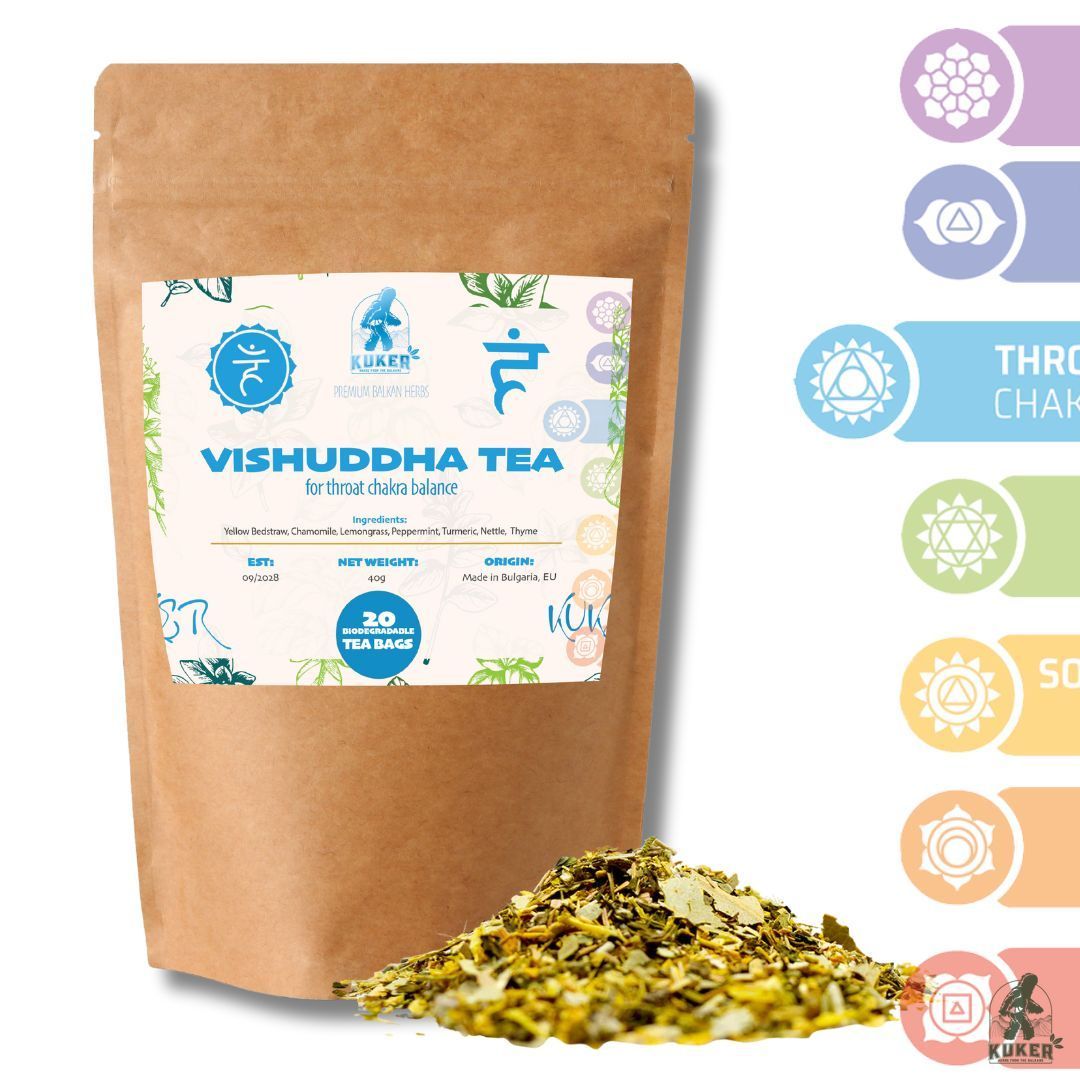 Throat Chakra Tea 20 Biodegradable Bags | 30g Vishuddha Balance Yoga Tea - Kuker Shop
