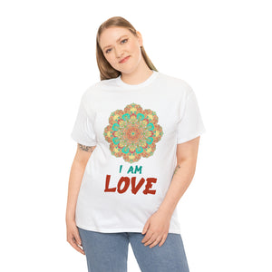 Yoga Unisex Heavy Cotton Tee Shirt I Am Love Mandala Shirt Spiritual Yoga Mantra Gift for Yoga Instructor