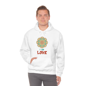 Yoga Unisex Heavy Blend™ Hooded Sweatshirt I Am Love Mandala Hoodie Yoga Mantra Gift for Yoga Instructor