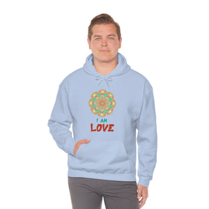 Yoga Unisex Heavy Blend™ Hooded Sweatshirt I Am Love Mandala Hoodie Yoga Mantra Gift for Yoga Instructor