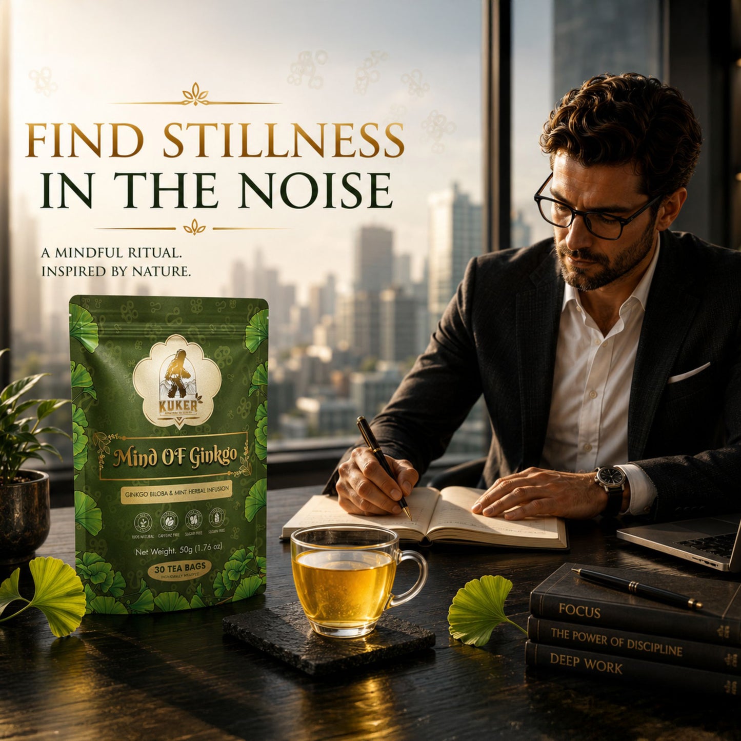 KUKER® Mind of Ginkgo Tea 30 Tea Bags | with Peppermint