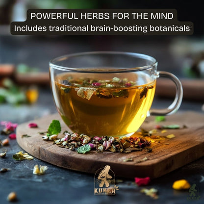 KUKER® Focus Tea Loose Leaf 100g | Brain Boost Herbal Tea for Mental Clarity & Concentration