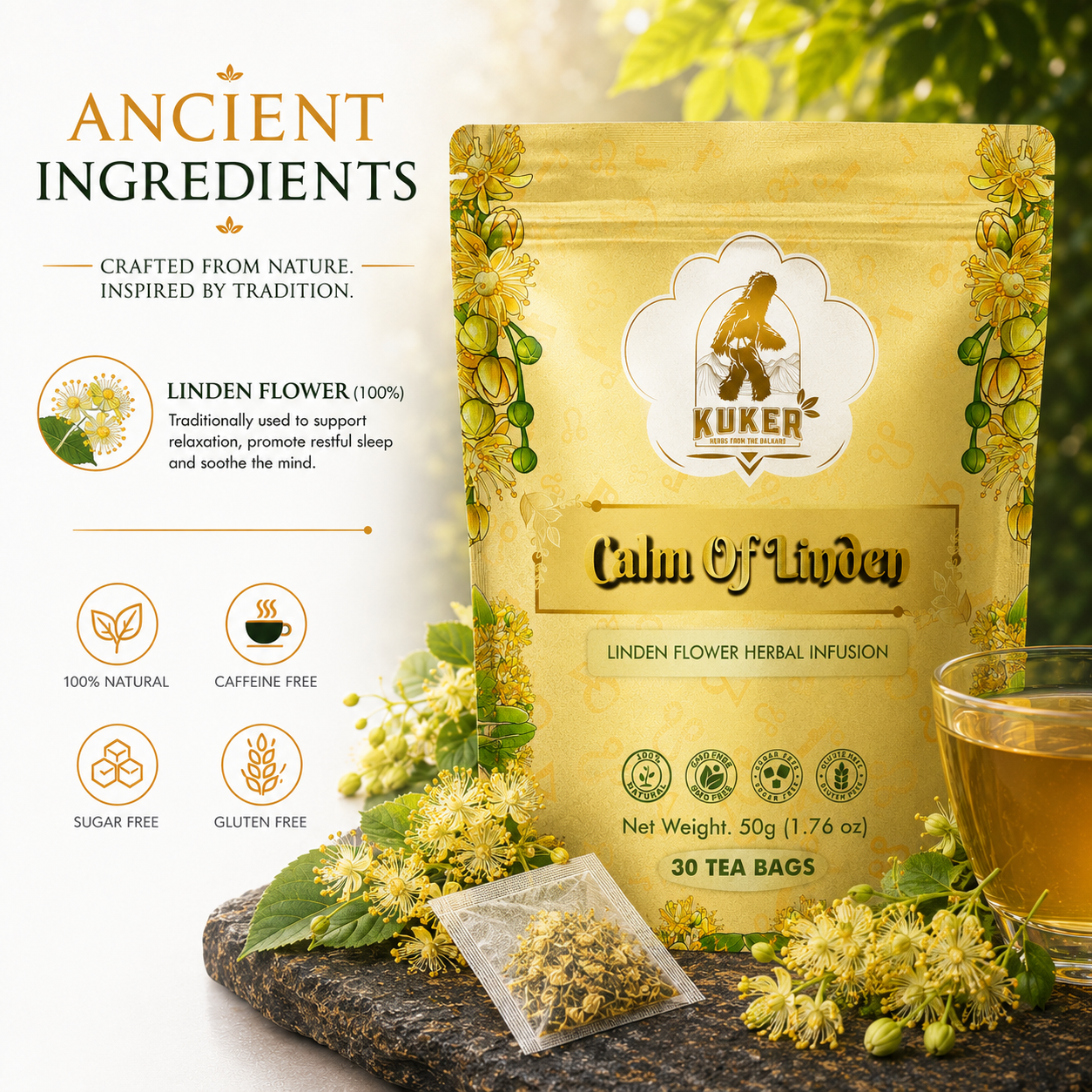 KUKER® Calm Of Linden Tea |  30 Tea Bags