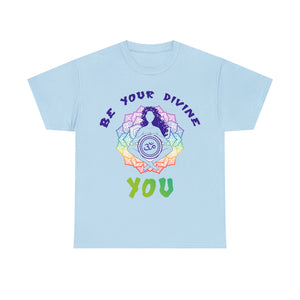 Yoga Unisex Heavy Cotton Tee Shirt Be Your Divine You Mandala Shirt Spiritual Yoga Mantra Gift for Yoga Instructor