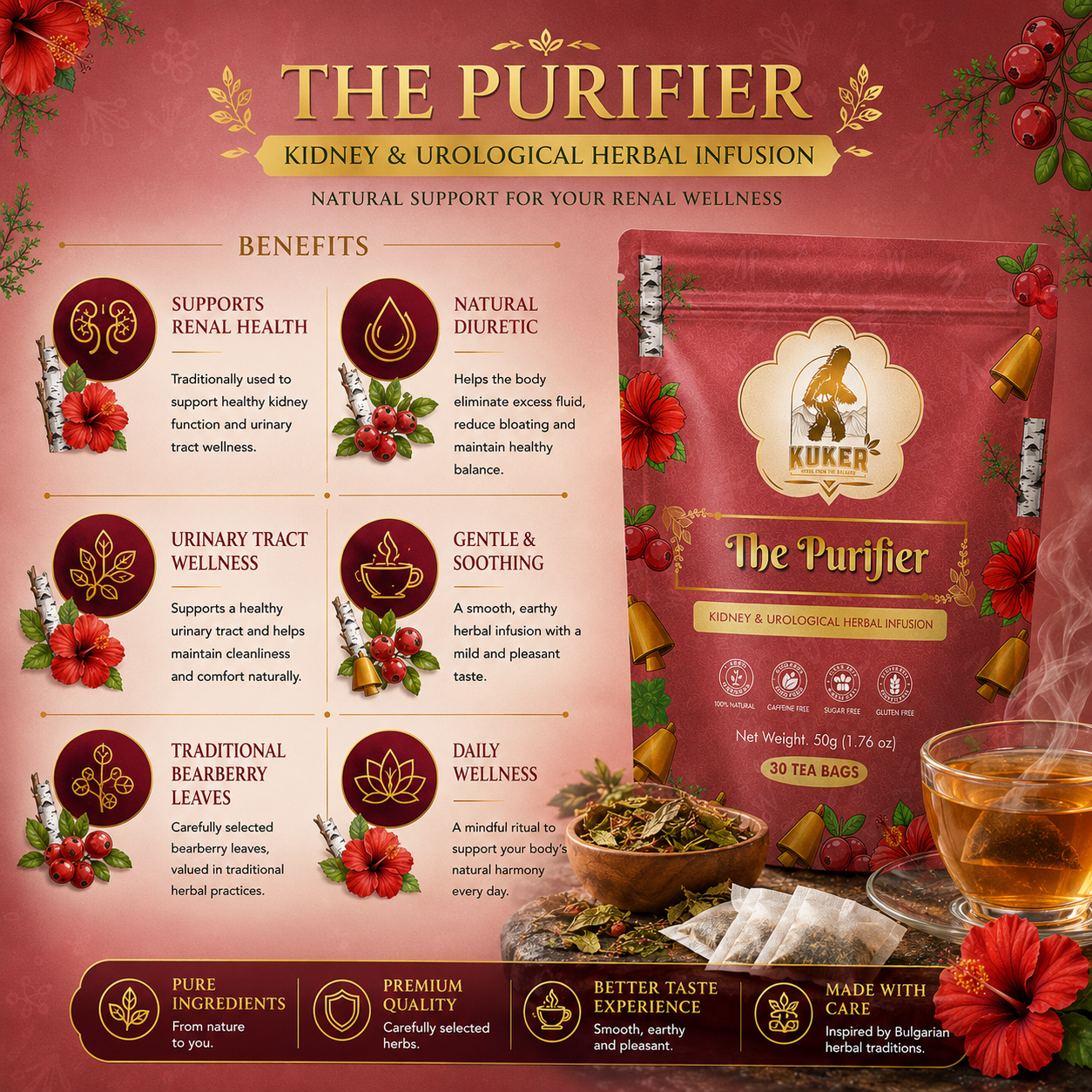 THE PURIFIER Kidney & Urological Tea 30 Tea Bags