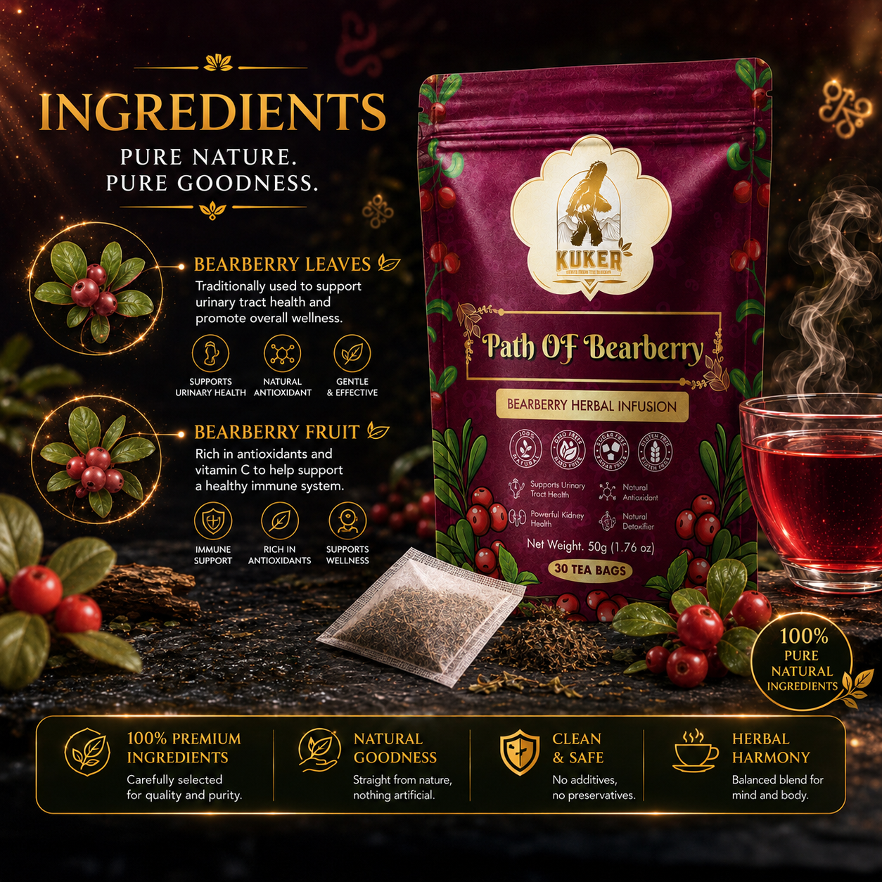 KUKER® Path of Bearberry Tea 30 Tea Bags | 50g