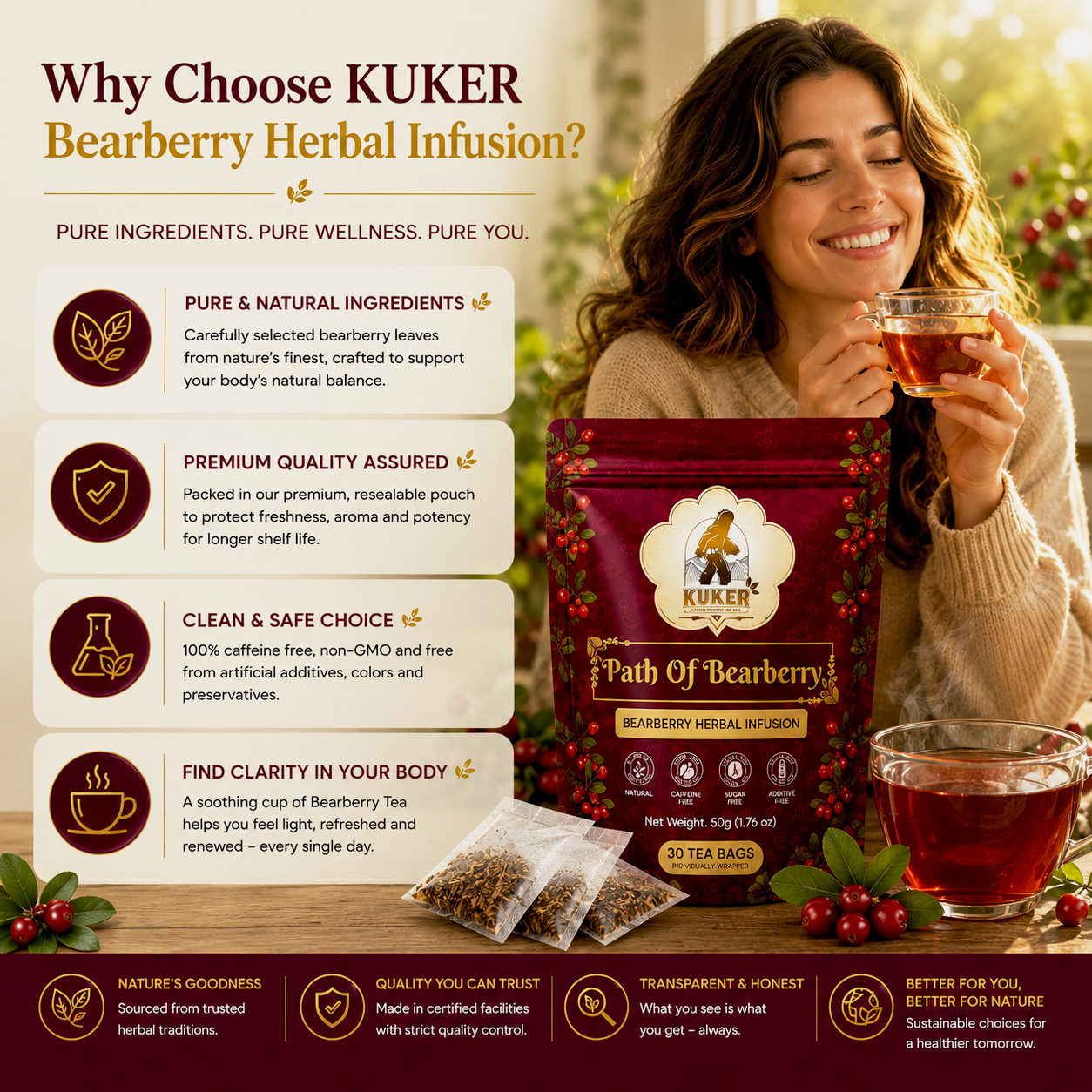 KUKER® Path of Bearberry Tea 30 Tea Bags | 50g