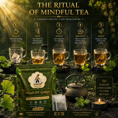 KUKER® Mind of Ginkgo Tea 30 Tea Bags | with Peppermint