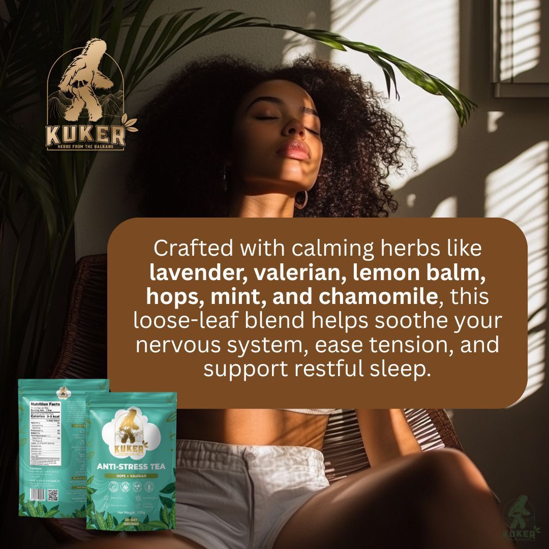 KUKER® Anti-Stress Tea 100g Loose Leaf | Relaxing Herbal Tea for Stress Relief & Anxiety