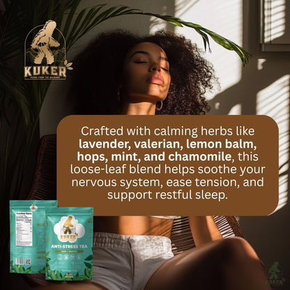 KUKER® Anti-Stress Tea 100g Loose Leaf | Relaxing Herbal Tea for Stress Relief & Anxiety