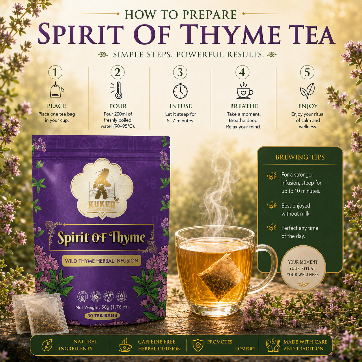 KUKER® Thyme Tea 30 Tea Bags | 50g