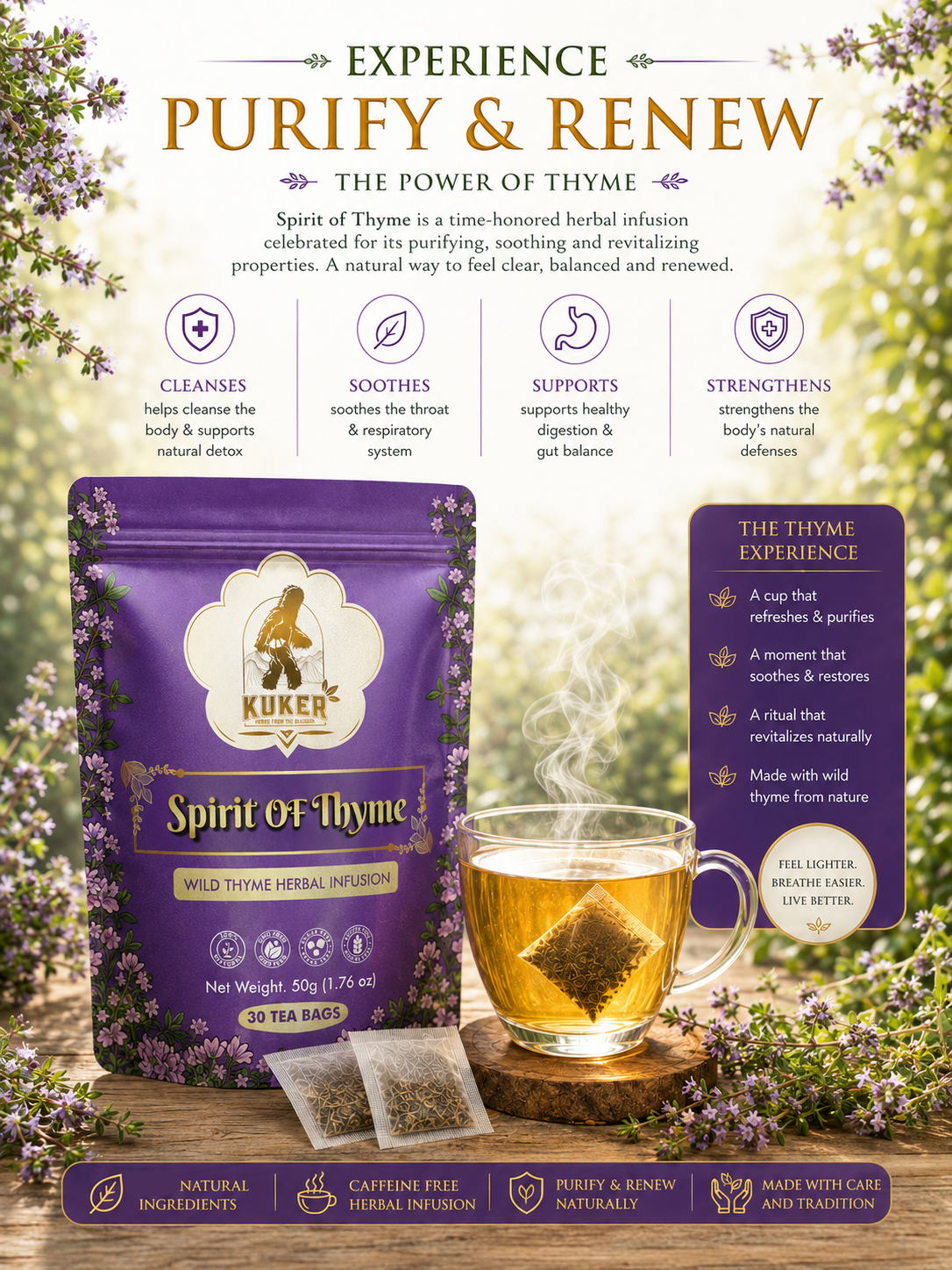KUKER® Thyme Tea 30 Tea Bags | 50g