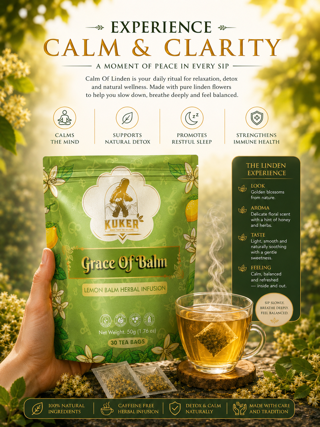 KUKER® Lemon Balm Tea 30 Tea Bags | 50g