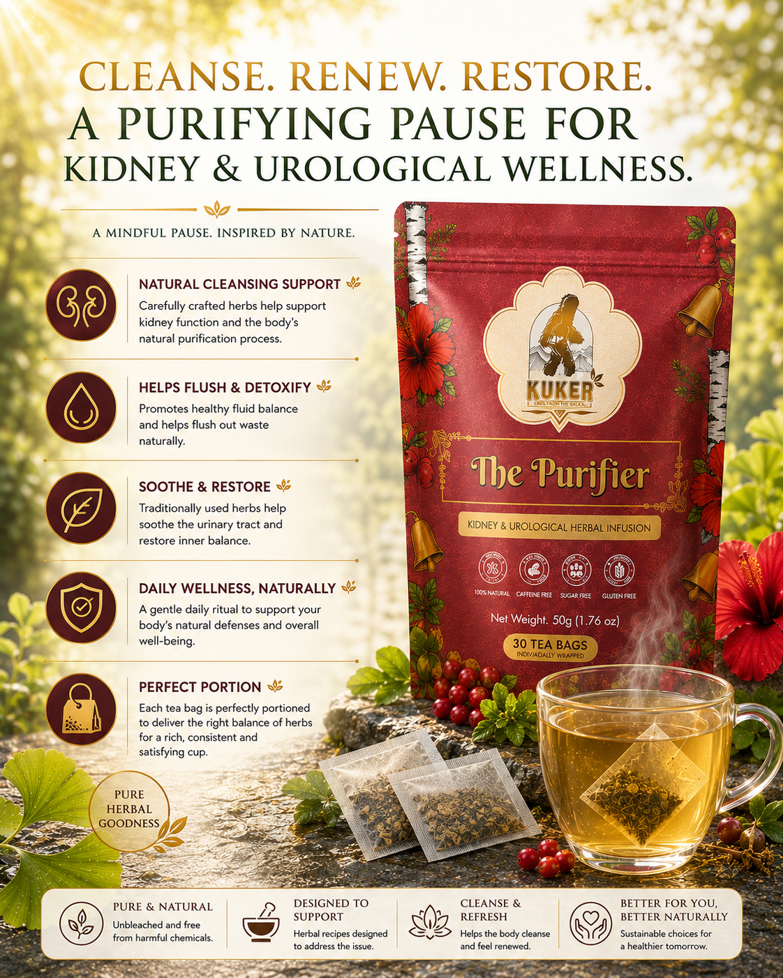 THE PURIFIER Kidney & Urological Tea 30 Tea Bags