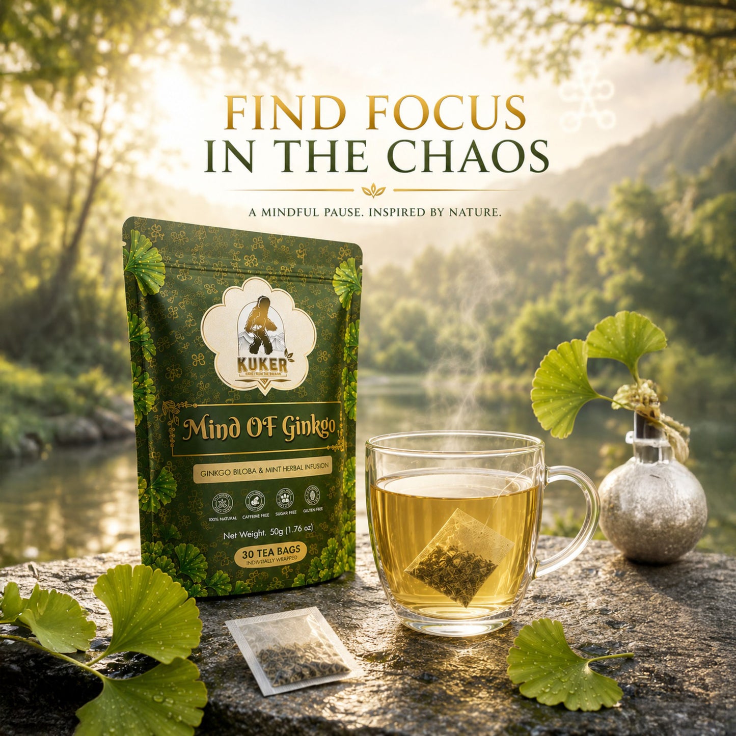 KUKER® Mind of Ginkgo Tea 30 Tea Bags | with Peppermint