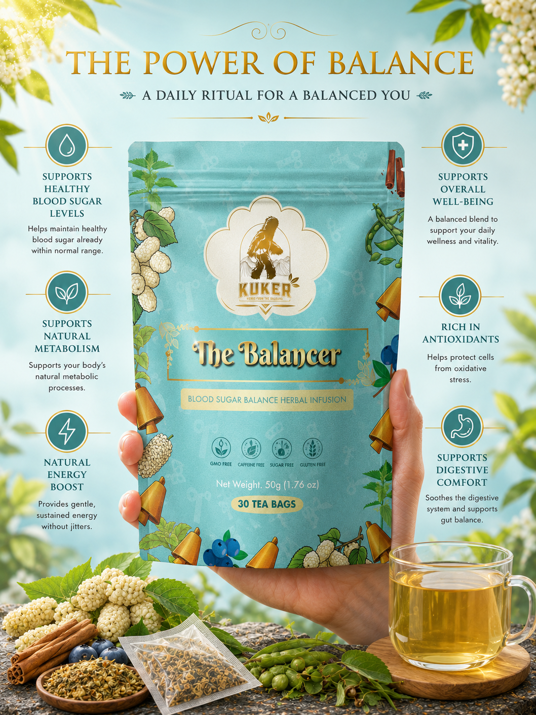 KUKER® Balancer Tea  30 Tea Bags | Diabetics Tea