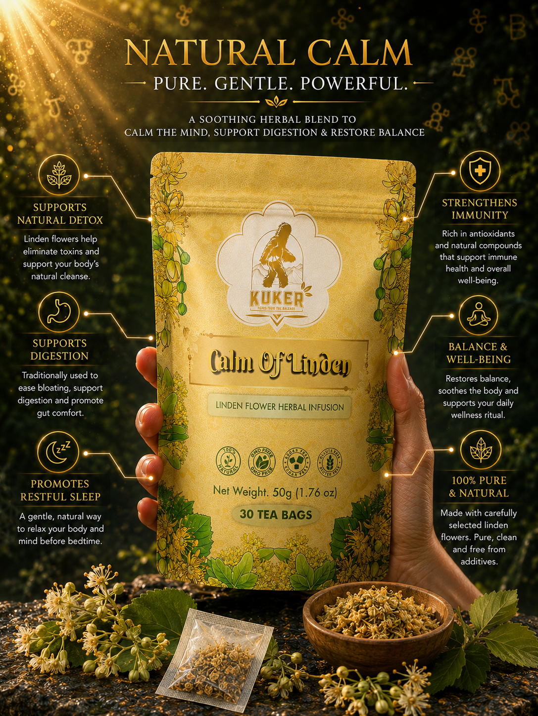 KUKER® Calm Of Linden Tea |  30 Tea Bags
