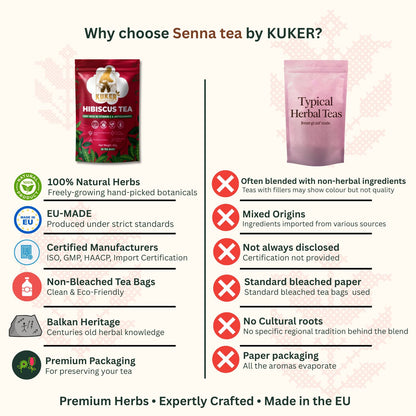 KUKER Hibiscus herbal tea bags with dried hibiscus flowers – 30 natural tea bags infusion

