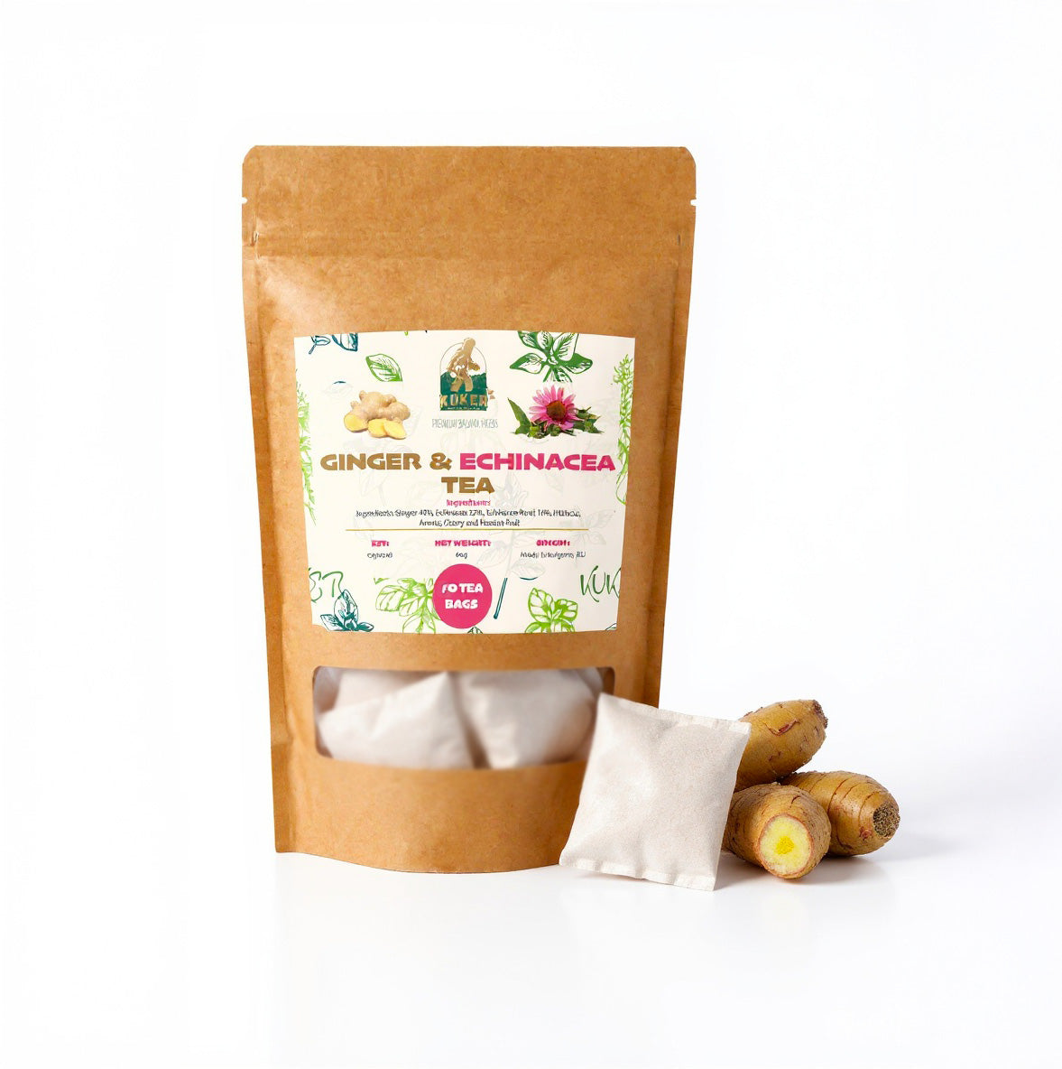 KUKER® Echinacea & Ginger Tea 30g | 20 Bags