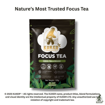 KUKER® Focus Tea Loose Leaf 100g | Brain Boost Herbal Tea for Mental Clarity & Concentration