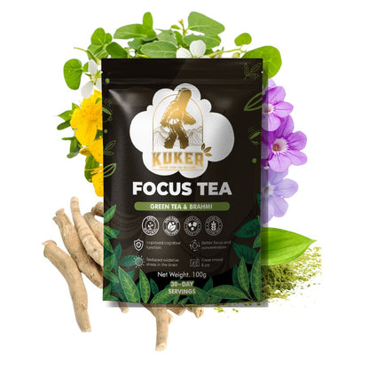 KUKER® Focus Tea Loose Leaf 100g | Brain Boost Herbal Tea for Mental Clarity & Concentration