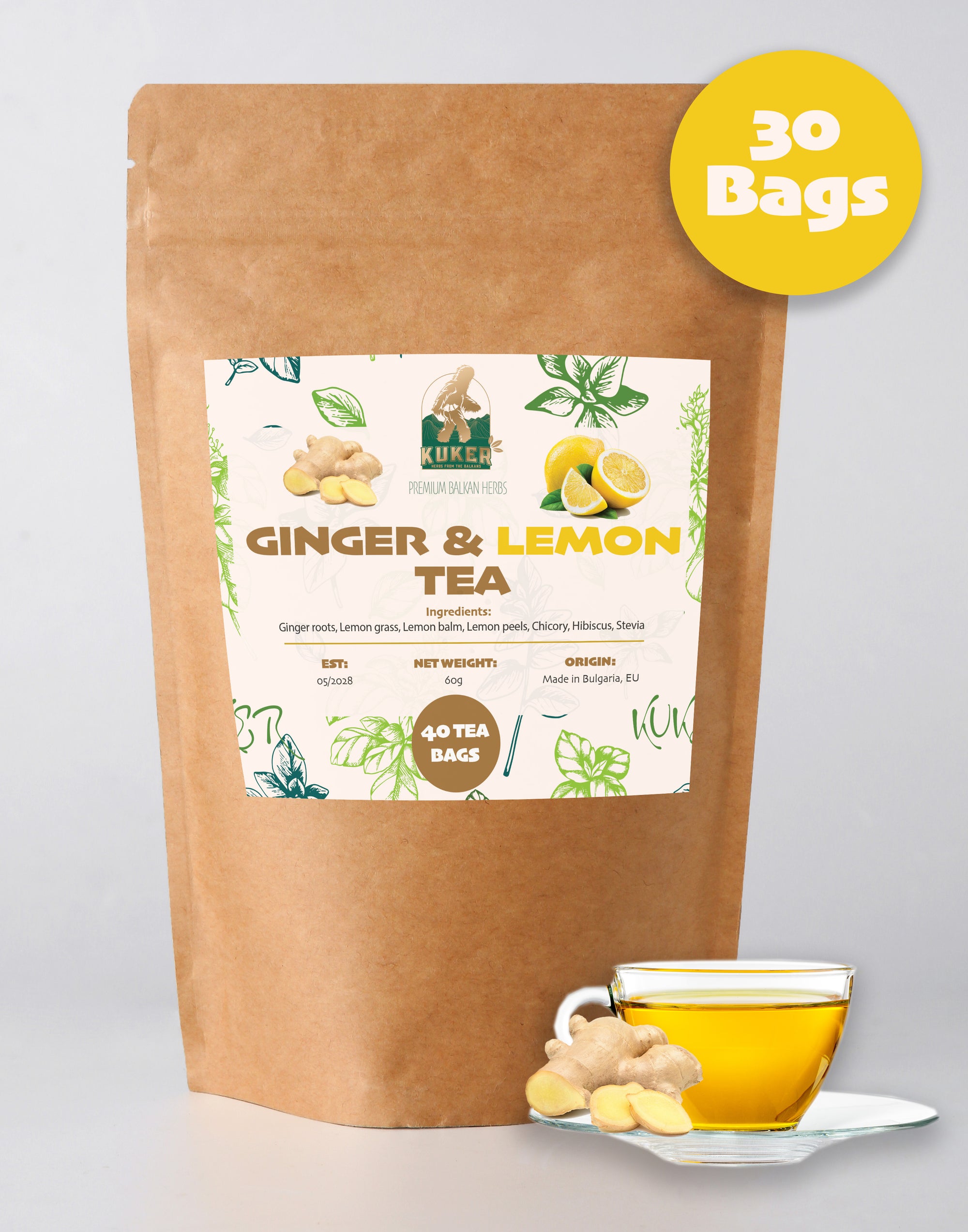 Ginger Tea with Lemon 30 Tea Bags 60g