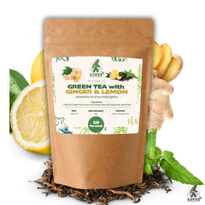 KUKER® Green Tea with Ginger & Lemon 20 Bags | 40g - Kuker Shop