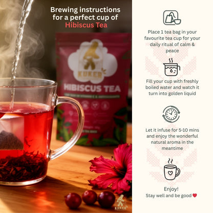 Hibiscus herbal tea in cup by KUKER – Bulgarian herbal infusion