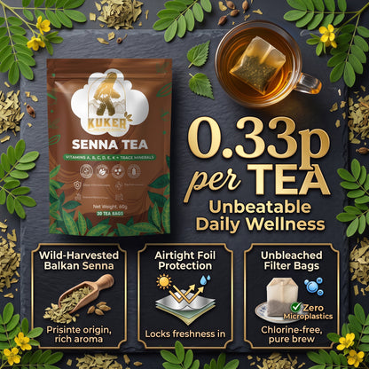 KUKER® Senna Tea Bags – 30 Natural Herbal Senna Tea Bags | Traditional Detox Herbal Tea 50g