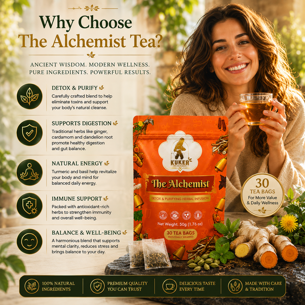KUKER® Alchemist Tea 30 Tea Bags | Detox Tea